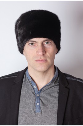 Black mink fur hat - unisex